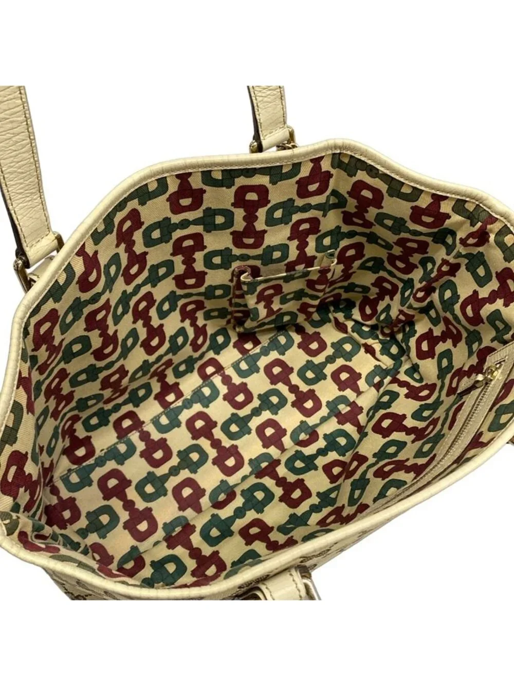 Gucci Tote GG Pattern Sherry Beige Ivory Multi Leather - Picture 7 of 15